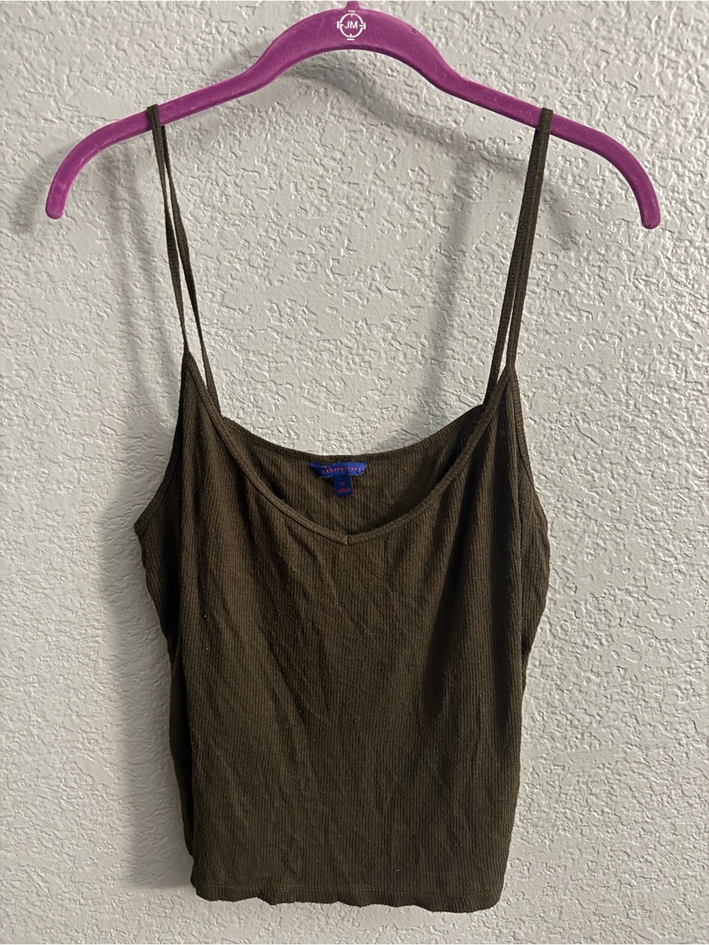 Aeropostale Olive Ribbed Spaghetti Strap Cami